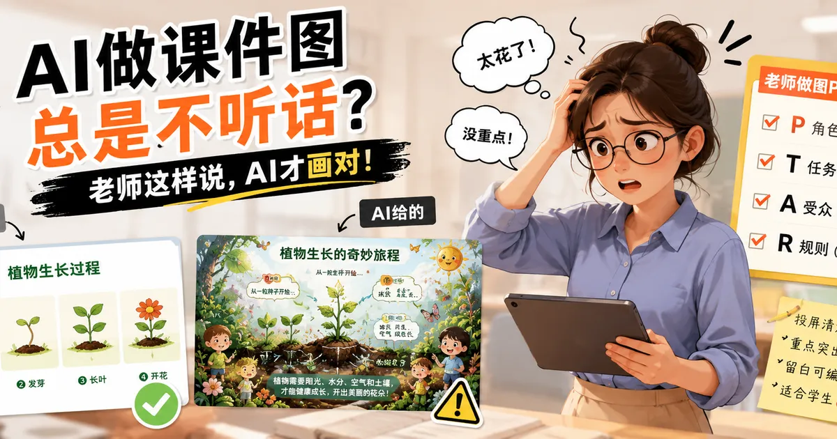 老师用 AI 做课件图，别一上来就说“帮我画一张”
